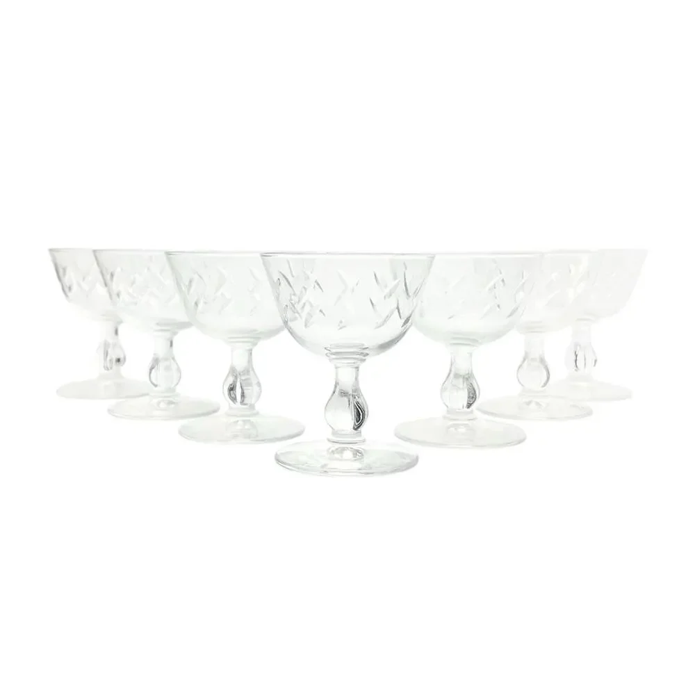 Libbey “Colonial Heritage” Set of 7 Coupe Champagne Glasses 4 1/4” 6oz